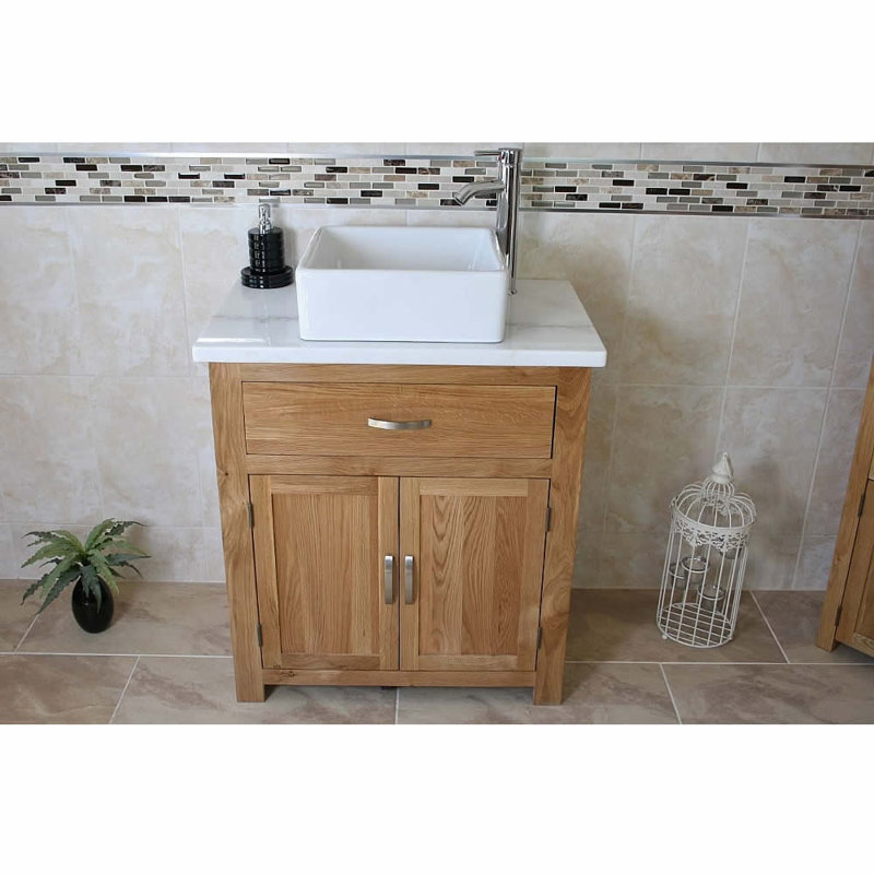 Deeter 750mm Single Bathroom Vanity with Vessel Ceramic Basin, White