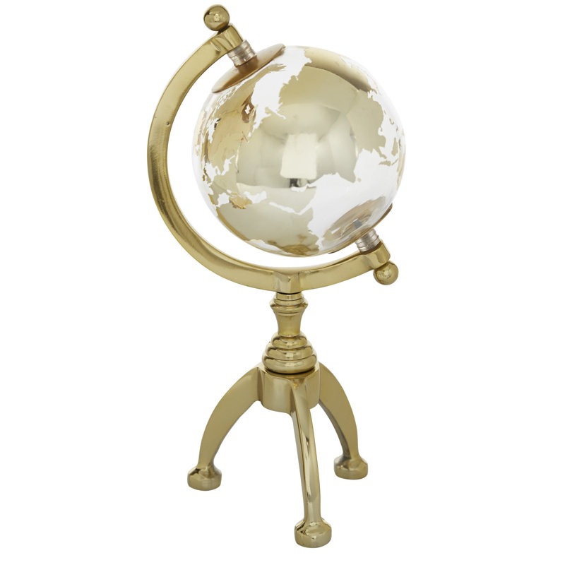 Globe terrestre en aluminium et en métal avec trépied