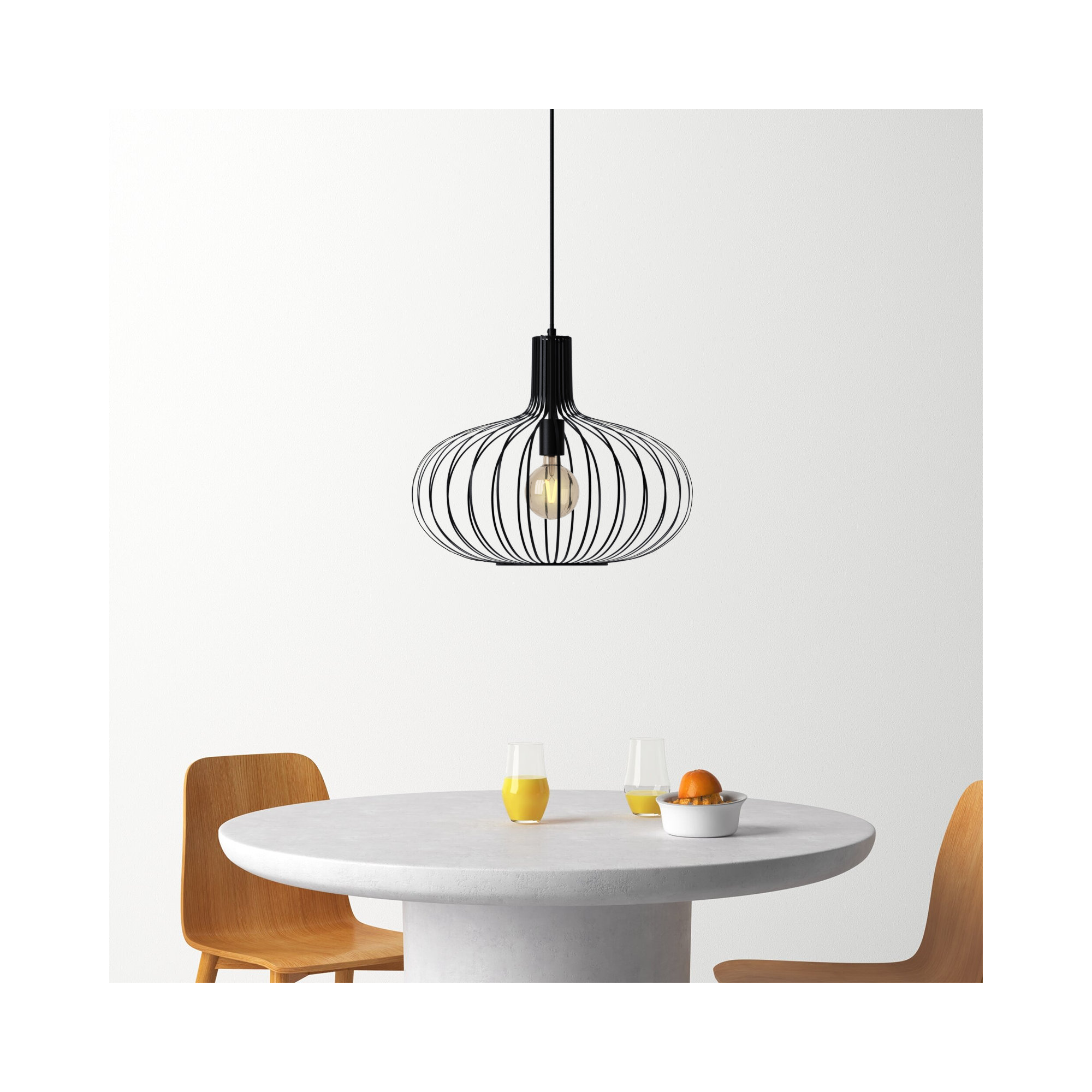 Kern Single Light Metal Dimmable Pendant, 16.5" H x 19.75" W x 19.75" D, Black