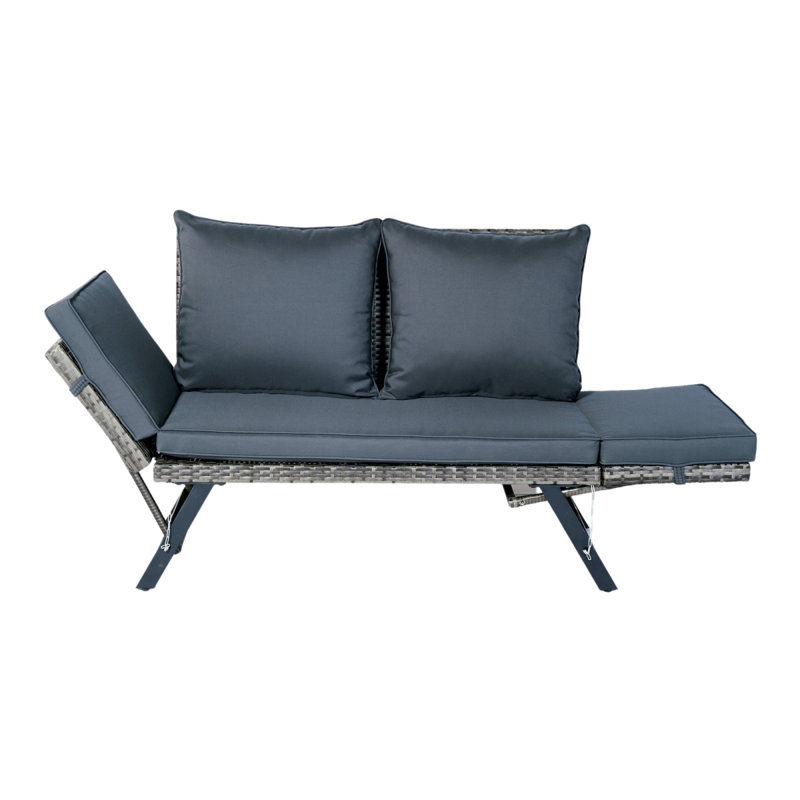 Foldable Wicker Bench For Patio Conversation