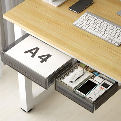 2 Pack Large  Medium Slide Out Under Desk Hidden Storage Drawer Organizer