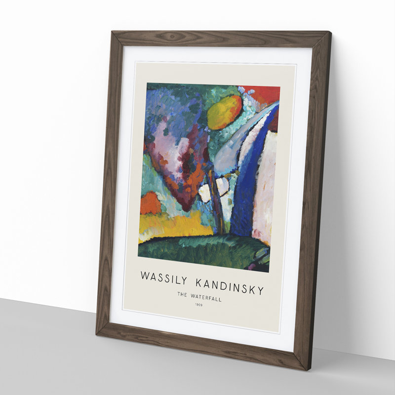 The Waterfall by Wassily Kandinsky - Picture Frame Painting, 36cm H x 27cm W x 2cm D, Walnut Framed