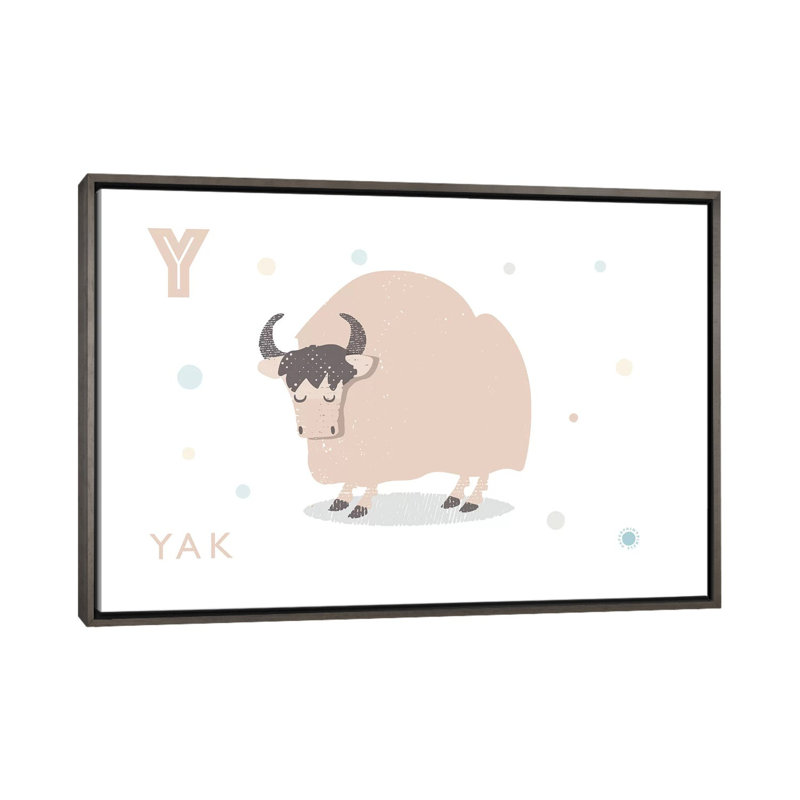 Yak - imprimé, H 40 po x l 60 po x 1,5 po, Toile avec cadre gris, Pas de tapis