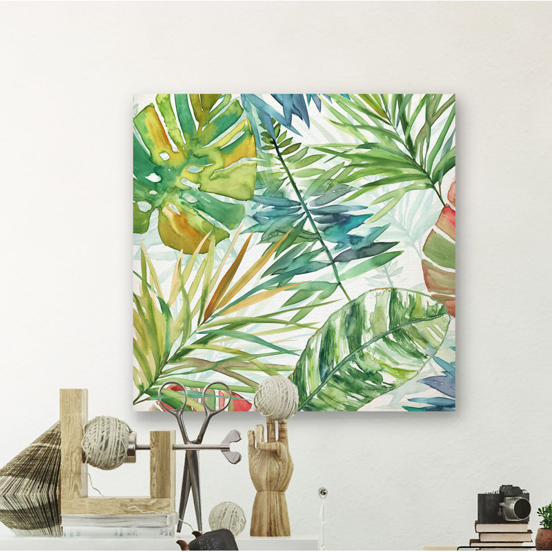 « tropical sketchbook i », peinture sur toile tendue, H 10 po x l 10 po x P 1,5 po