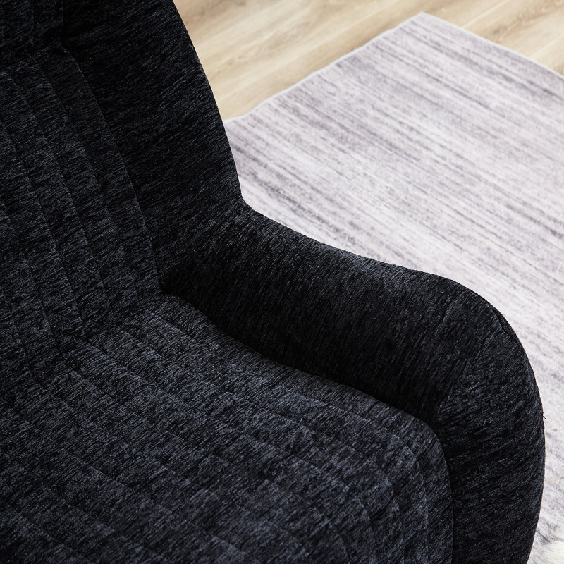Comfy Chenille Bean Bag Chair For Adults With - Black High Resilience Sponge Lazy Floor , Suitable Office Relax Quality And Chenille, No Maintenance Required