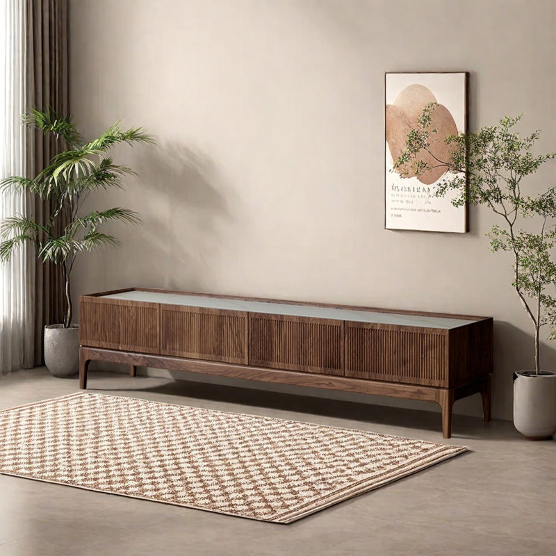 Meuble télé de comptoir en pierre frittée de style américain, 70.87"