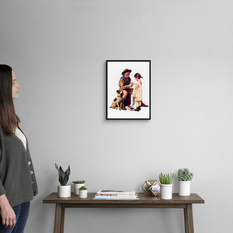 «Scout Bandage Girls Finger», art mural sur toile, H 18 po x l 14 po x P 1,75 po, Cadre flottant noir