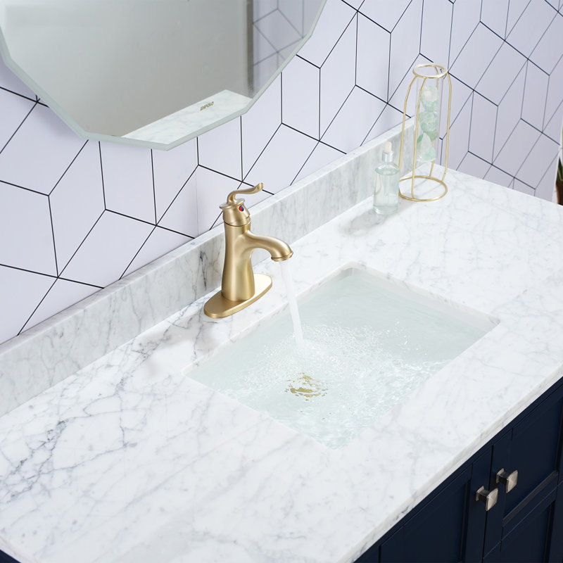 Single-handle Bathroom Faucet with Drain Assembly, Brushed Gold