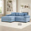 Canapé d'angle Cloud surdimensionné en forme de L avec pouf, revêtement en velours côtelé doux, assises profondes, design ergonomique, 6 coussins, montage facile, idéal pour les salons et les espaces de détente.