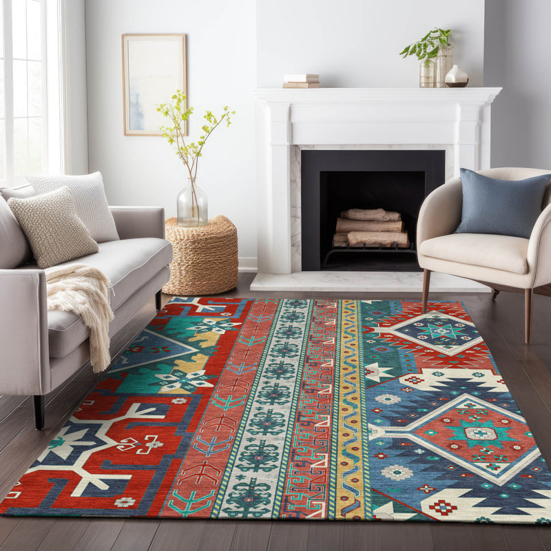 Machine Washable Indoor/Outdoor Chantille ACN1015 Red Rug, Rectangle 5' x 7'6"