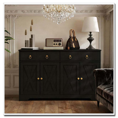 Armoire de rangement avec portes de style grange, armoire à tiroirs