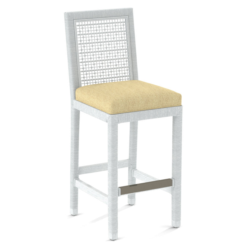 Pine Isle Bar Stool, Moss Chenille; 0344-43, Frost White