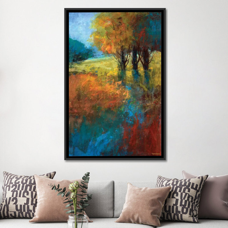 « automne song i », impression sur toile, H 26 po x l 18 po x P 1,5 po, Toile avec cadre noir, Pas de tapis