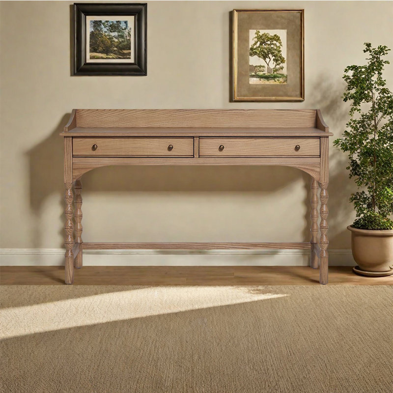 Bureau de salon de style français léger, H 31,89 po x l 62,99 po x P 19,69 po, Brun