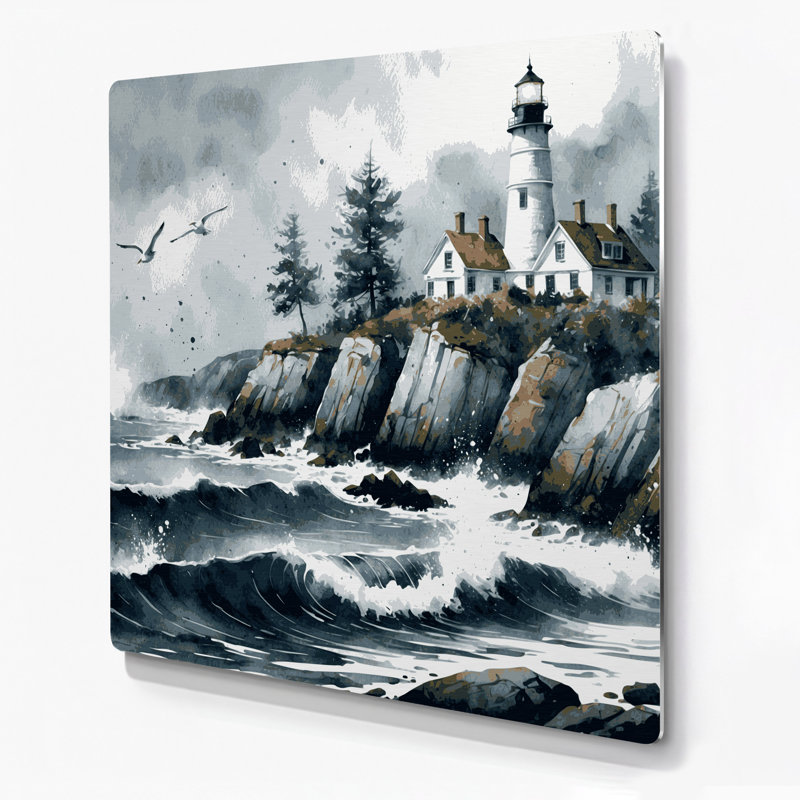 Art mural en métal nautique gris Maine, H 12 po x l 12 po