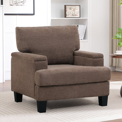 Fauteuil rembourré avec rangement intérieur pour accoudoirs