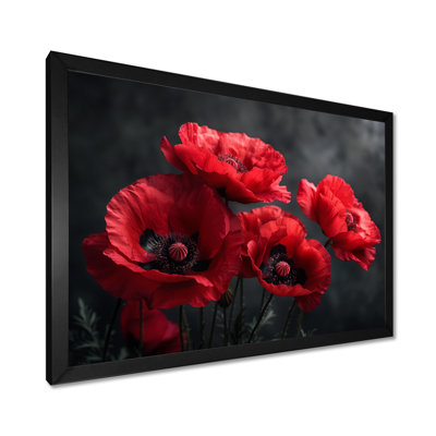 Red Black Poppies Monochrome Charm III - Poppies Wall Art