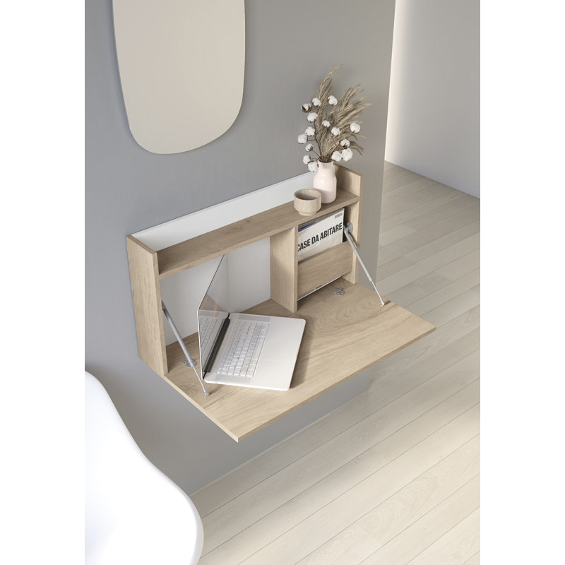 Caramie Writing Desk, Light Oak/White