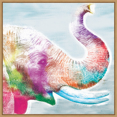 "Colorful Elephant" par Marie Elaine Cusson, reproduction d'art sur toile encadrée