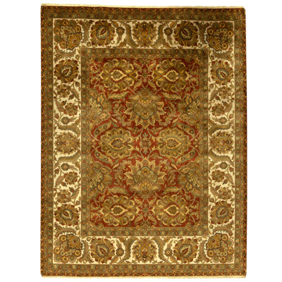 Tapis rouille et ivoire noué à la main de haute qualité