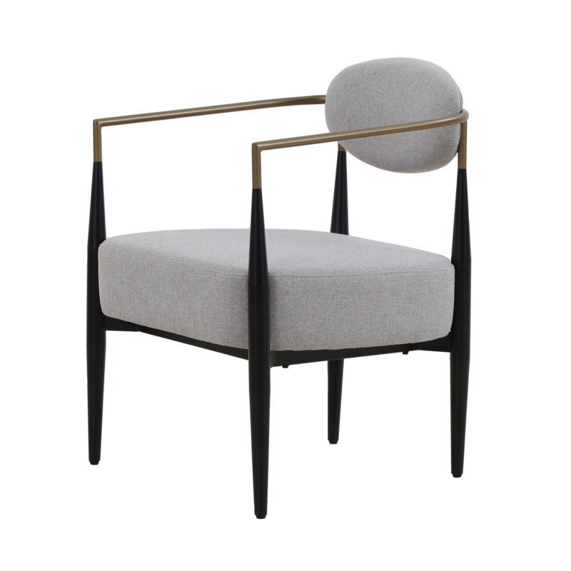 Lasheena Metal Upholstered Back Armchair Accent Chairs, Gray
