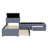 L-Shaped Upholstered Platform Bed With Trundle And Two Drawers Linked With Desk