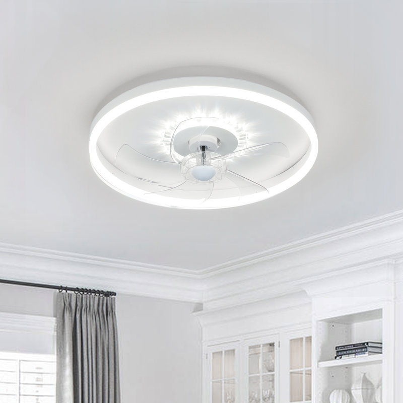 Karlena 20'' Modern Flush Mount Ceiling Fan with Dimmable Lights and Remote Control Reversible DC Motor Timer Noiseless (Set of 2)