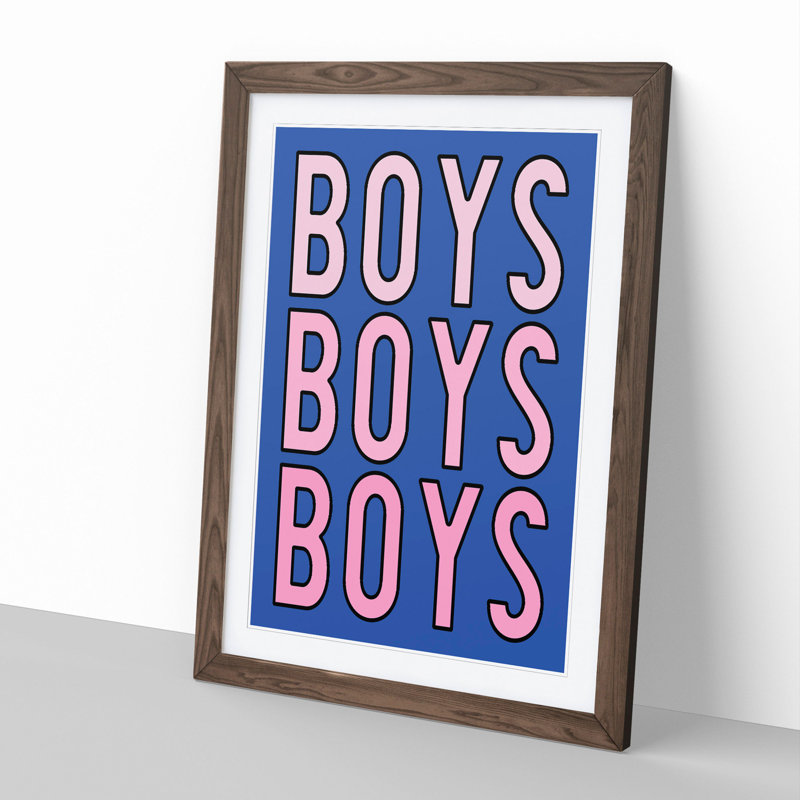 Boys Boys Boys - Picture Frame Typography, 90cm H x 65cm W x 2cm D, Walnut