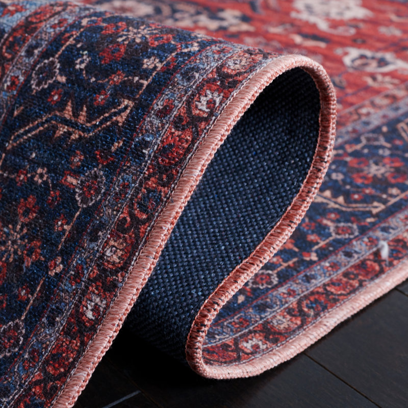Chenier Oriental Red/Navy Area Rug, Round 5'3"