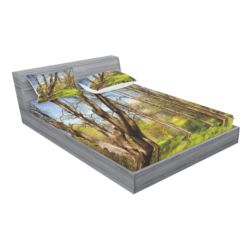 Ensemble de draps Spring Forest, Ensemble de drap pour grand lit avec drap-housse