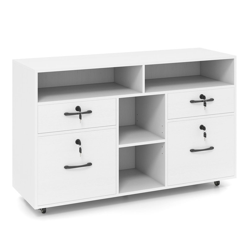 104cm Wide 4 -Drawer Mobile File Cabinet, White