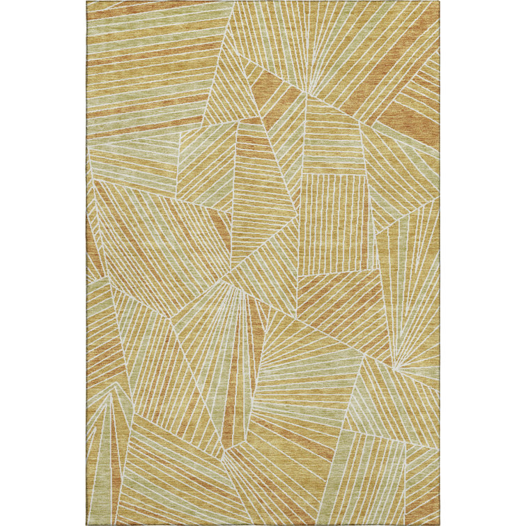 Premium Machine Washable Prisco Gold Rug