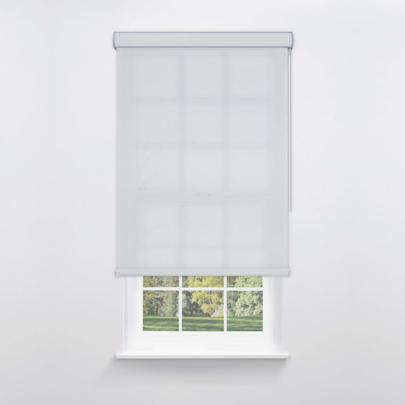 Store à enroulement sans fil à 5% pour écran solaire Linen Avenue avec baguette bloc pour un ajustement facile - Protection contre les rayons UV pour la maison et le bureau - Gris l 68 x H 66
