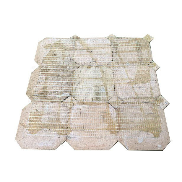 Contemporary Zellige Panels, 12" X 12" X 1/2", Terracotta With Dusty Blue Accents, Terracotta/Sky Bloom