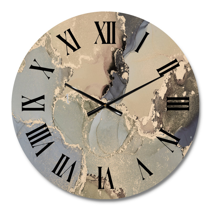 Horloge murale moderne de luxe avec art abstrait I, Médium, Ivoire/noir