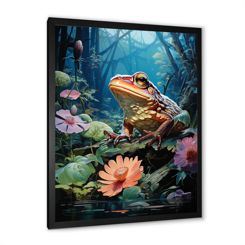 «Japon Art Lotus Pond Relection», reproduction sur toile, Cadre photo noir, H 40 po x l 30 po x P 1,5 po