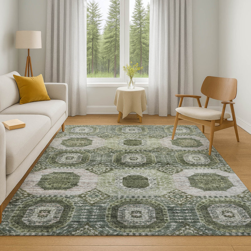 Premium Machine Washable Mayfield AMF1926 Panels Rug, Rectangle 5' x 7'6"
