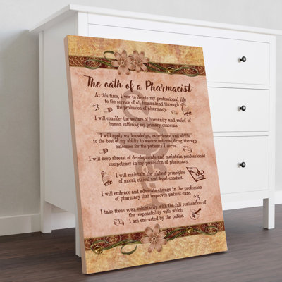 «The Oath Of A Pharmacist», toile tendue avec châssis - Illustration de profession, décor de maison rouge et rose