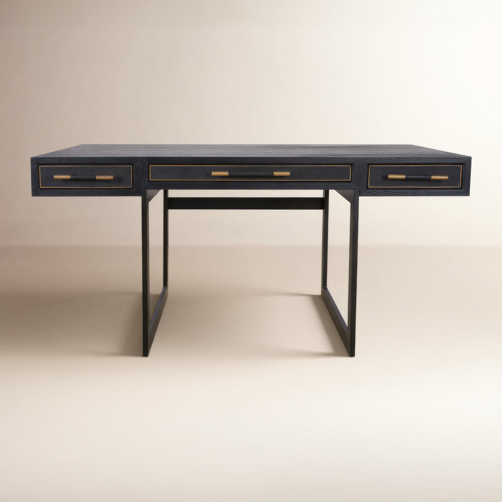 Meera 63" Oak Writing Desk, Black