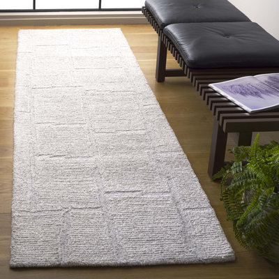Tapis gris clair / gris clair en laine touffeté à la main Eldee
