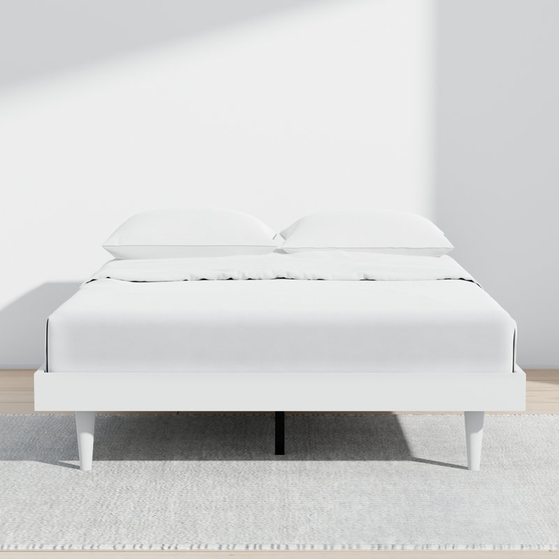 Wojcik Modern Wooden Bed Frame, Full, White