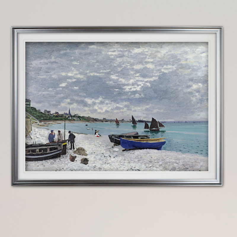 « the beach » par claude monet, impression, Argent, H 24 po x l 32 po x P 1,5 po