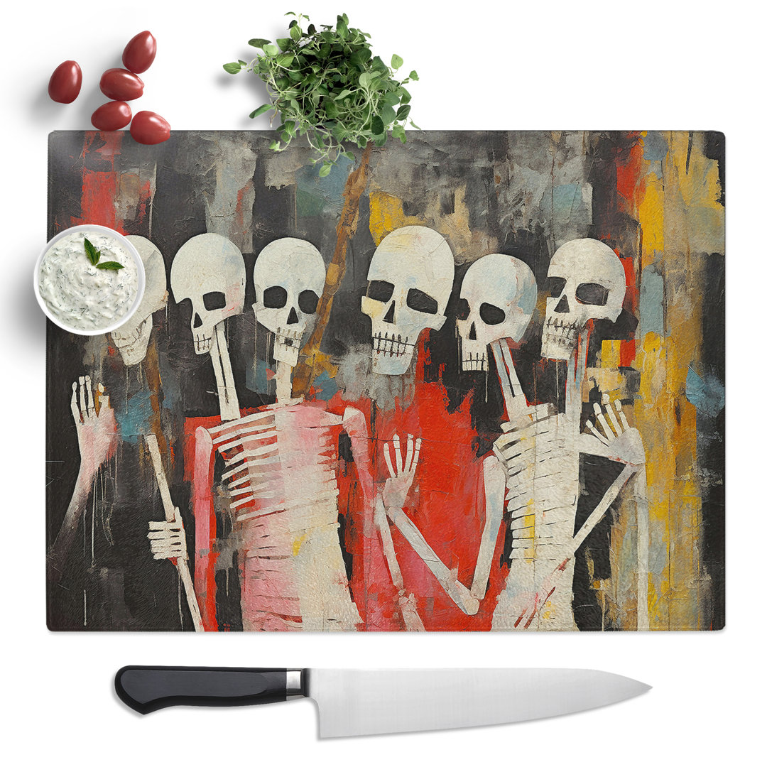 Skeleton Dadaism  Glass Chopping Board