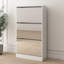Armoire de rangement étroite pour chaussures avec miroir, étagère à chaussures mince en bois à 3 niveaux pour la maison et appartement