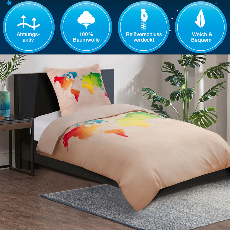 Cotton No Pattern Duvet Cover Set with Pillowcases Included