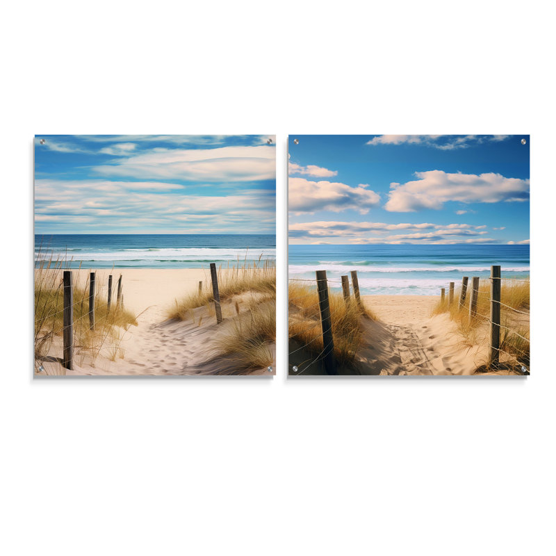 Tranquility Path To Dune Beach III - Ensemble de 2 verres muraux en acrylique, H 30 po x l 61 po