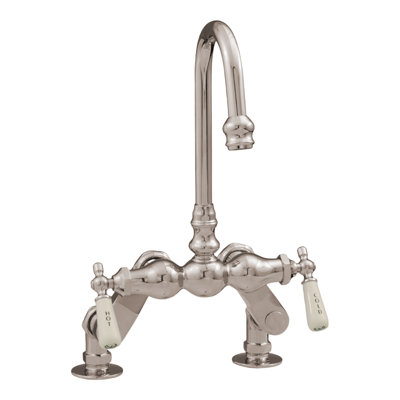 Deck Mount Tub Faucet with Porcelain Lever Handles by Strom Living