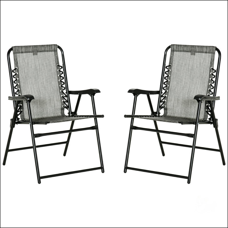 Set Of 2 Patio Folding Chairs, Grey