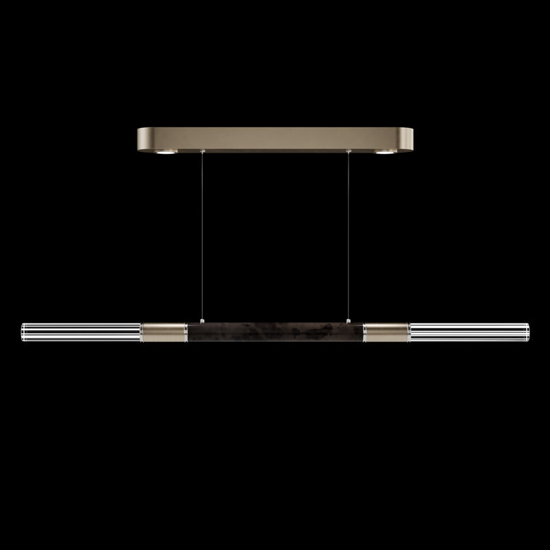Luminaire suspendu linéaire l 62 po Antonia, Feuille de nickel/or mou/charbon