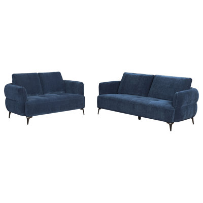 Ensemble de canapé rembourré en chenille 2 pièces Luxury Build - Cafar - bleu